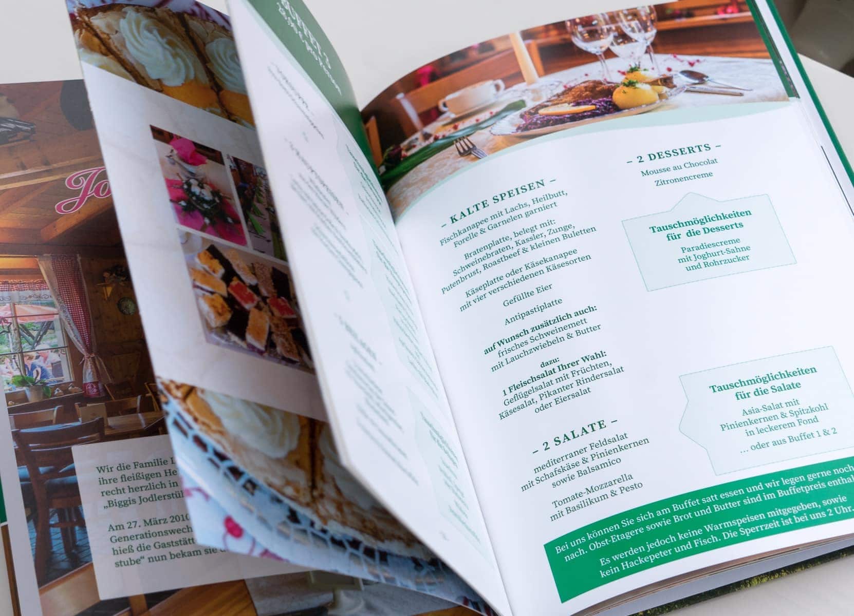 Menübuch | Biggis Jodlerstübchen
