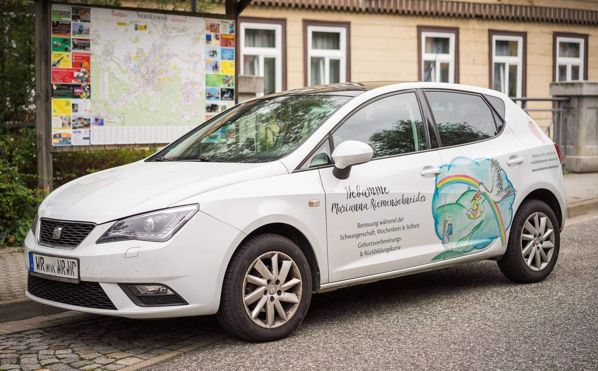 Fahrzeugbeschriftung | Hebamme Marianna Riemenschneider