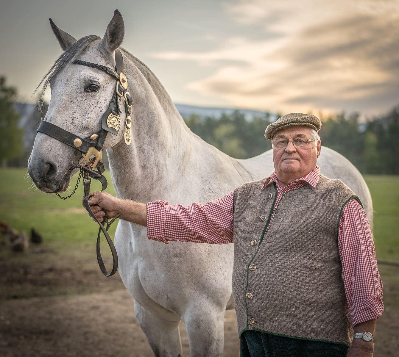 Portrait mit Pferd, Bauer Linde, Wernigerode