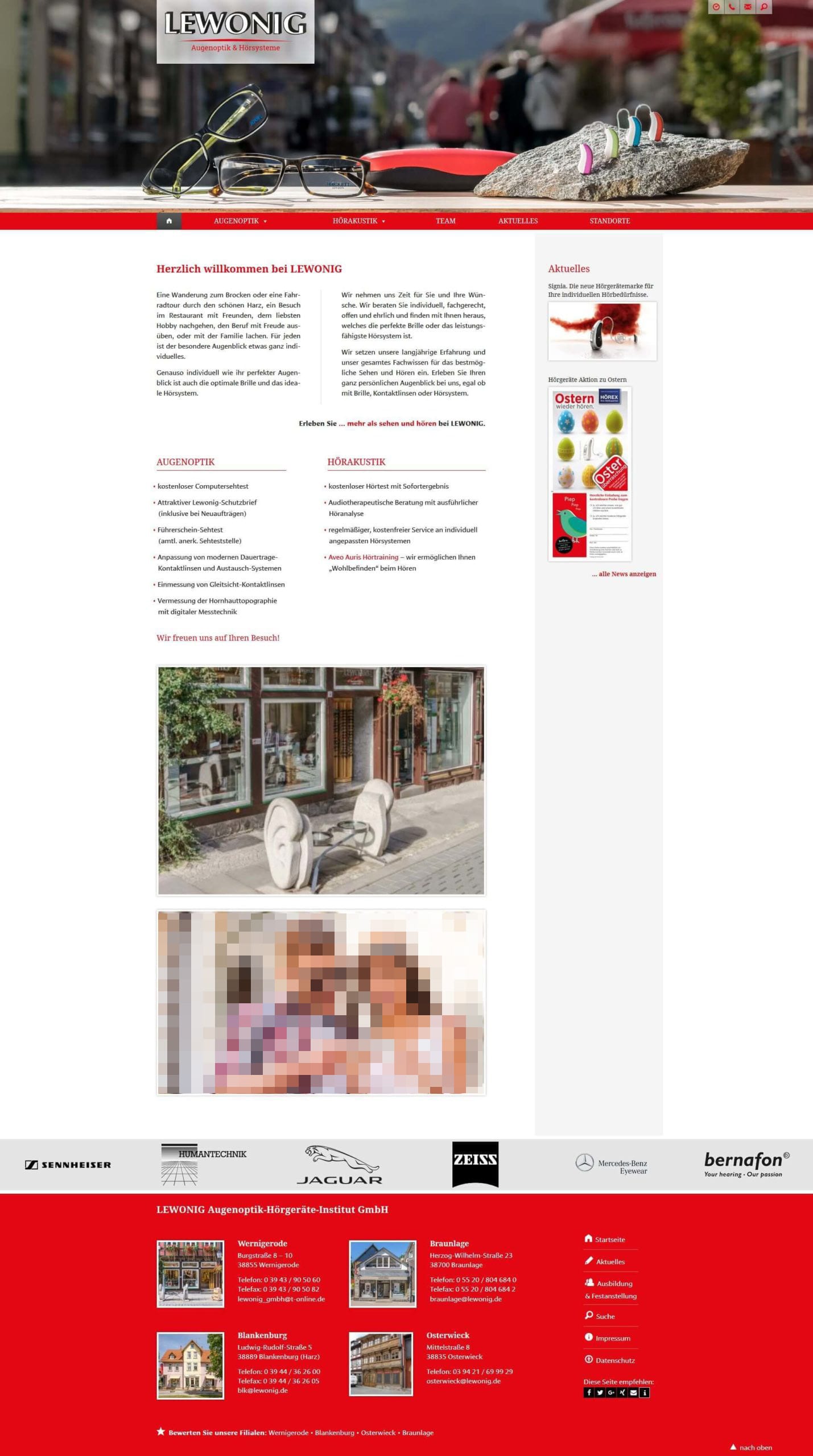 Webdesign | Lewonig Augenoptik und Hörgeräte
