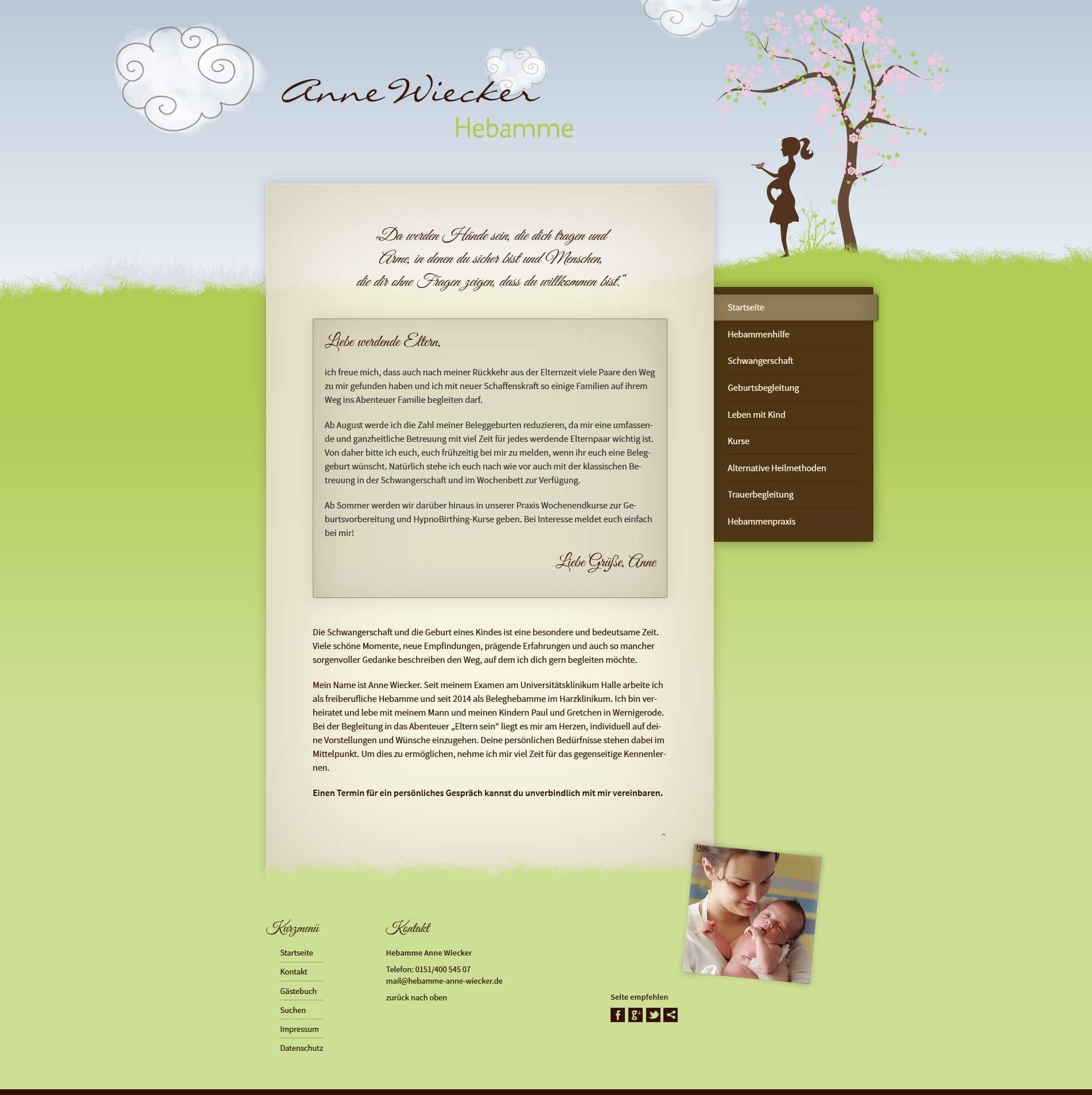 Webdesign | Hebamme Anne Wiecker, Wernigerode