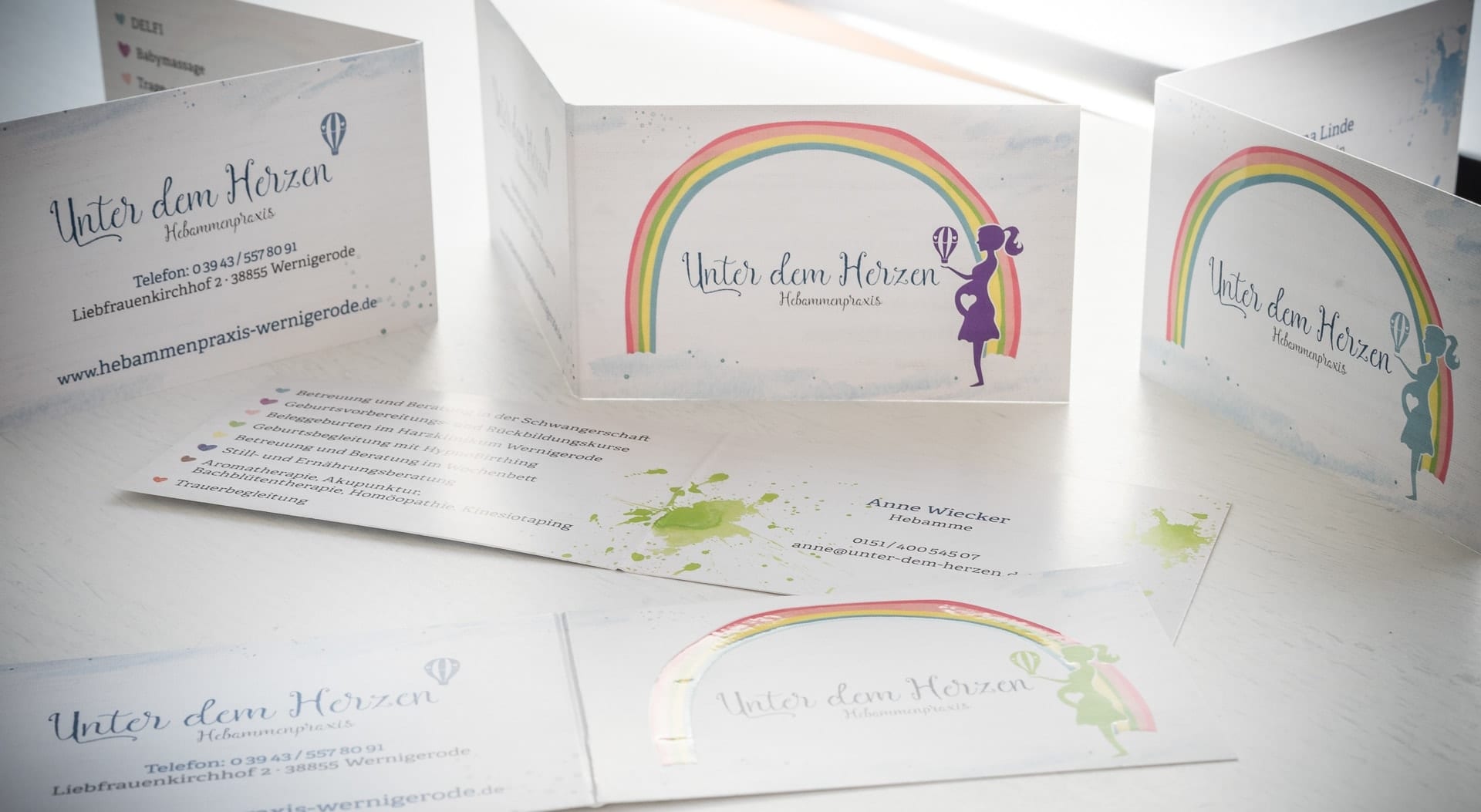 Hebammenpraxis - Klappvisitenkarten mit Relieflack