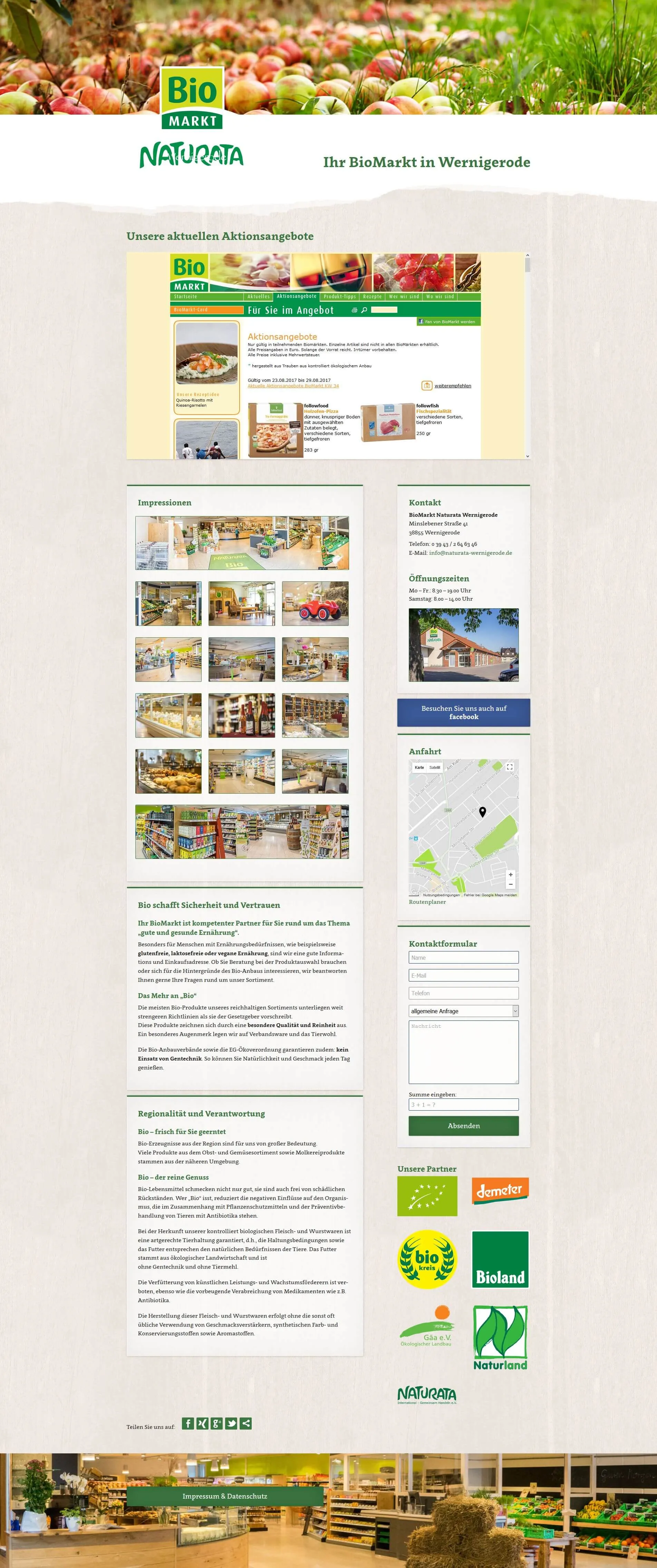Webdesign | BioMarkt Naturata Wernigerode