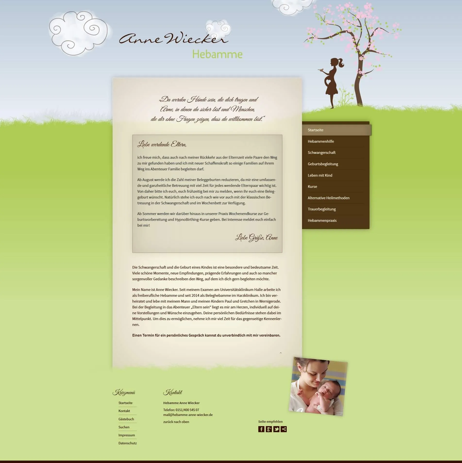 Webdesign | Hebamme Anne Wiecker, Wernigerode