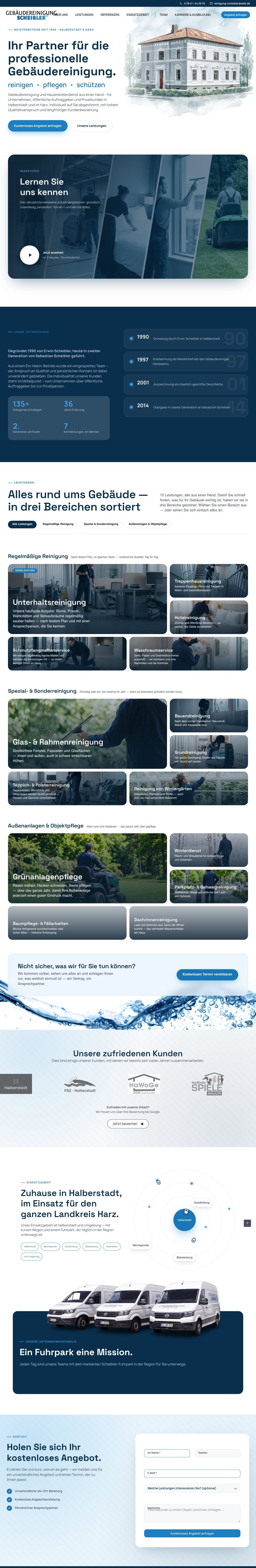 Website Gebäudereinigung Scheibler – Gesamtansicht
