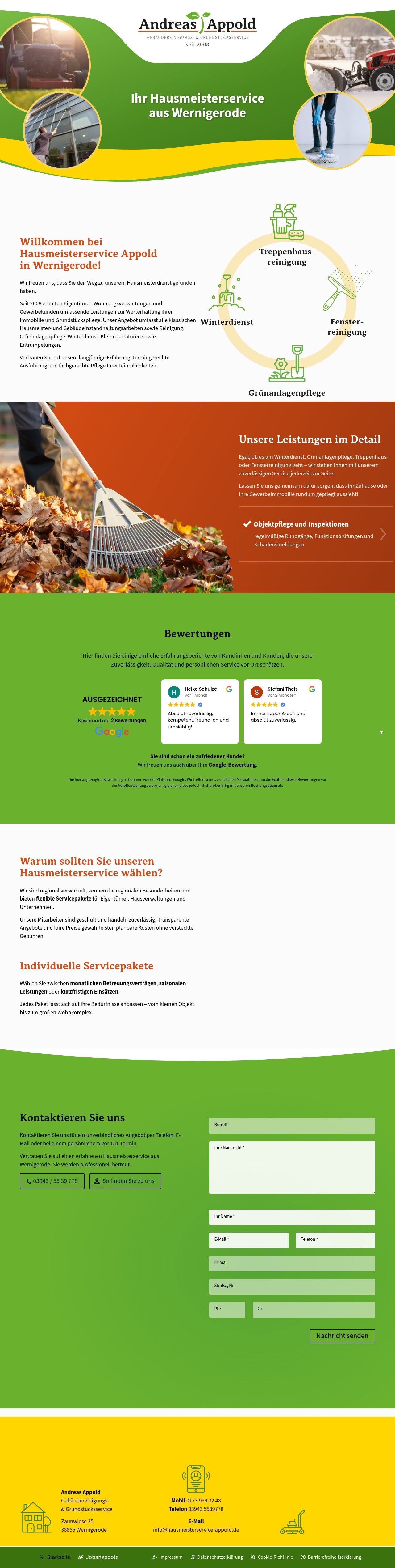 Website Hausmeisterservice Appold – Gesamtansicht