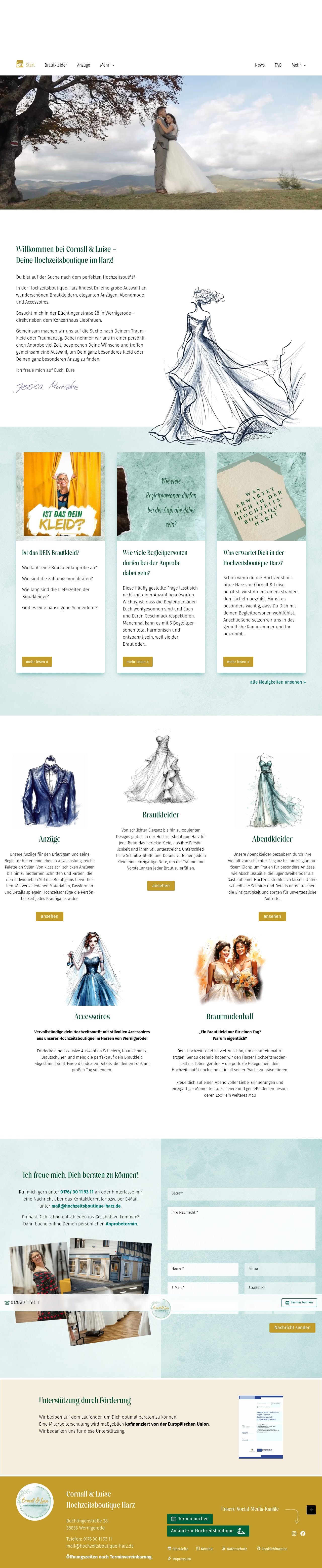 Website Hochzeitsboutique Harz – Gesamtansicht
