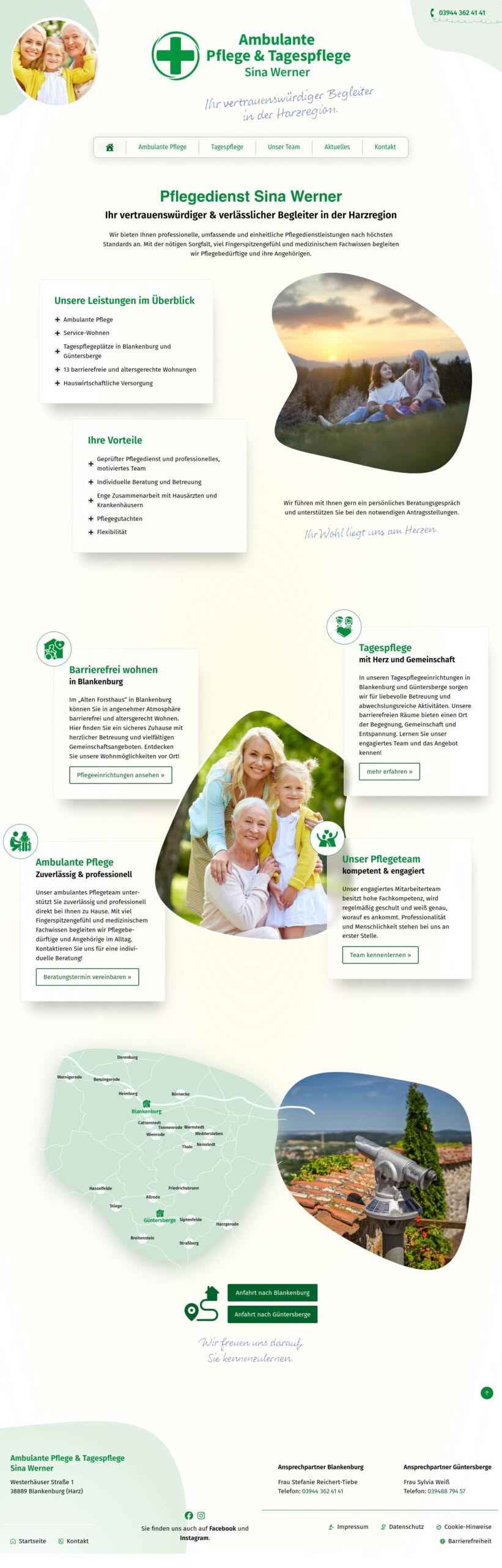 Website Pflegedienst Sina Werner – Gesamtansicht